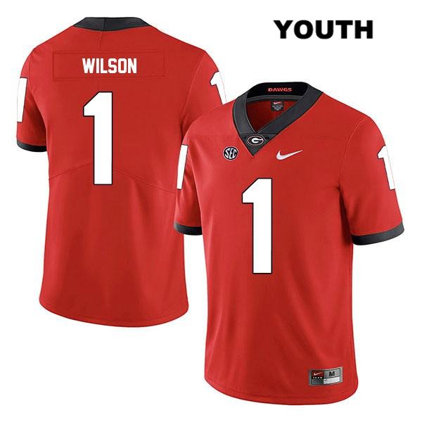 Georgia Bulldogs Youth Divaad Wilson #1 NCAA Legend Authentic Red Nike Stitched College Football Jersey LIJ5656AT